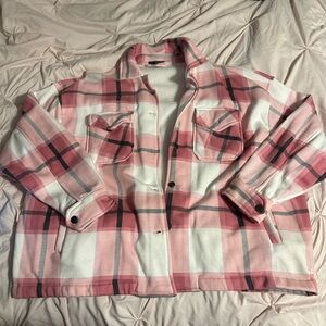 PrettyLittleThing Pink Plaid Jacket